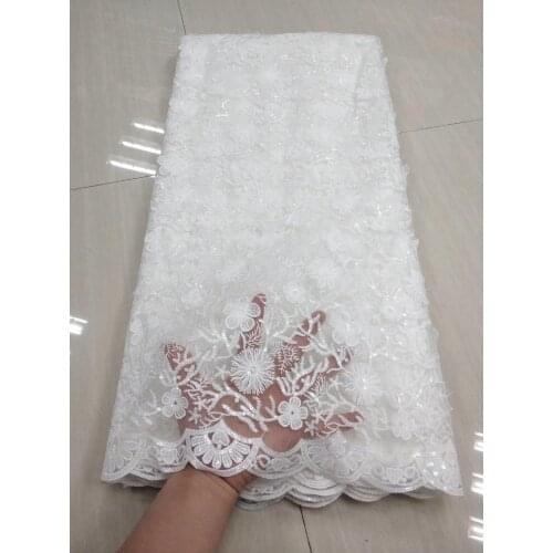 White Nigerian Lace Fabric 2020 High Quality Lace Fashion Embroidery Tull Net Lace With Sequins Latest African Fabrics 5yards