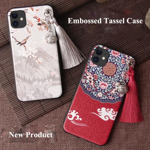 3D Relief Case for iPhone 12 11 Pro Max Mini XS XR X 7 8 6 6S Plus SE 2020 Case Emboss Tassel Bell Anti-knock Soft Cover Shell