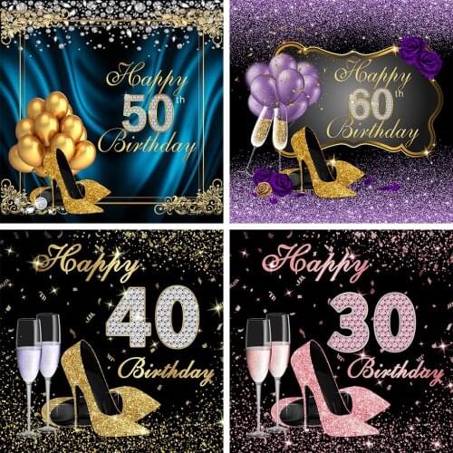 Mehofond Photography Background Pink High Heels Rose Gold Women Happy 40th Birthday Silver Dots Birthday Backdrop Photo Studio