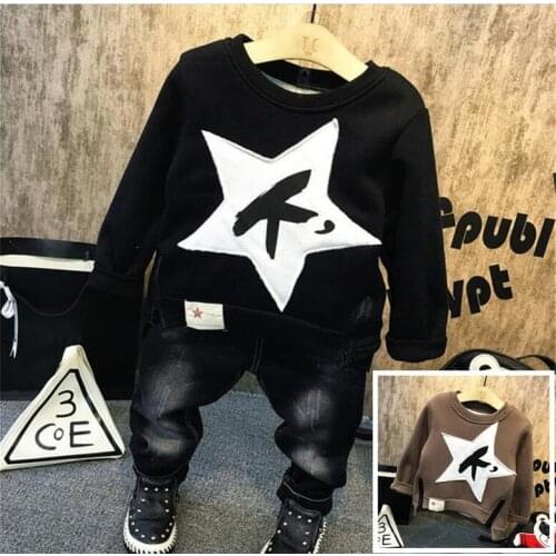 Hot sale Baby boy clothes Brand winter kids clothes sets Thick Sweater,Thick jeans 2pcs suit boys Clothes newborn sport suits