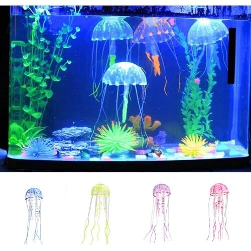 Artificial Jellyfish Aquarium Live Plant Glowing Effect Decoration Fish Tank Underwater Luminous Ornament Aquatic Landscape Deco