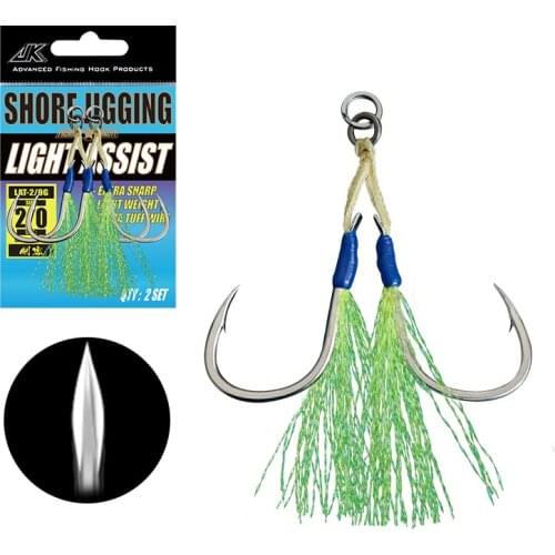 JK LAT-G Light Jigging Fishing Hooks No.2-4/0 Size Kevlar Line CP Point Barbed Single Assist Fishhooks