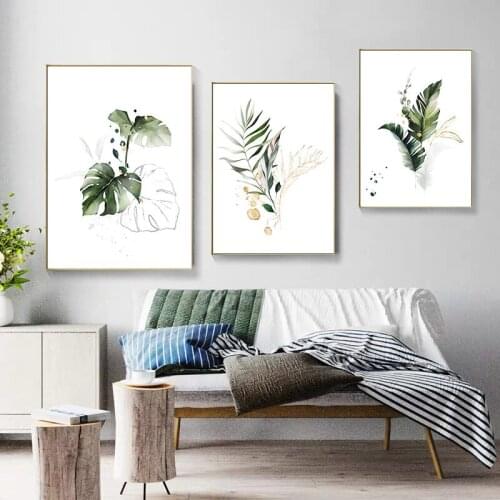 Scandinavian Style Watercolor Plant Leaf Canvas Painting On The Wall Art Poster Modern Minimalist Decor Picture for Living Room