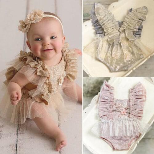 Newborn Kid Baby Girl 1st Birthday Cake Smash Outfits Princess Romper Tutu Skirt