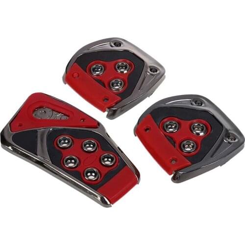 Red Black Nonslip Pedal Pad Cover 3 Pcs for MT Auto Car
