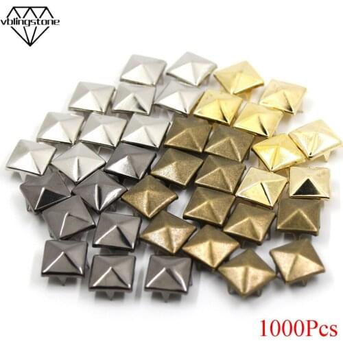 1000pcs Square Four Claws Rivets 4 Color Size Pyramid Studs For Punk Bags,Clothes,Jeans DIY Craft Nailheads Rivets For Leather