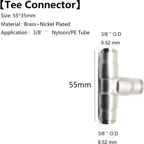 High Pressure Brass 3/8" Interface Slip Lock Quick T Connector Tee Joint Misting System Fittings