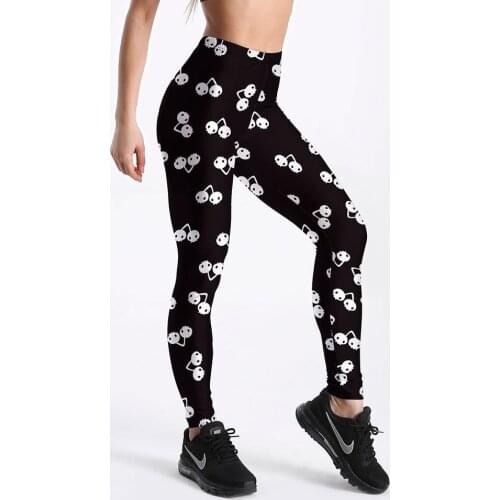 Cherry Skulls Leggings Cute White Black pastel goth Plus size punk pants Digital Printed