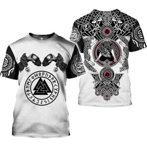 2021 Summer Popular Mens Top Viking T-shirt New 3D Printing T-shirt Nordic Mythology Pullover T-shirts