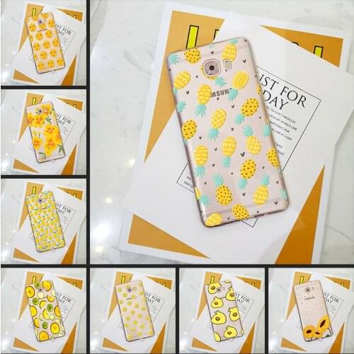 Yellow Pineapple Flower Back Cover For Samsung Galaxy C5 C7 C8 Soft Phone Case Silicone For Samsung Galaxy C9 C7 C5 Pro Edge