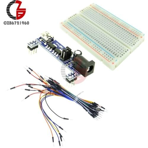 DIY KIT Protoboard Prototype Breadboard Solderless MB102 Power Supply Module 3.3V 5V + Breadboard 400 Point + 65PCS Jumper Cable