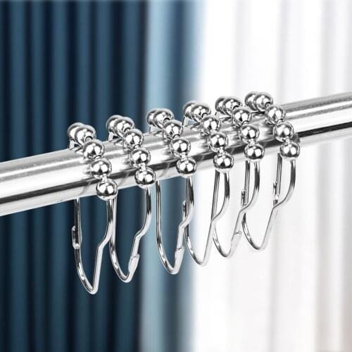 12pcs/pack Stainless Steel Set Hooks Rings Curtain Rings Hooks Ball Polished For Rods Creative Shower Polished Satin Nickel