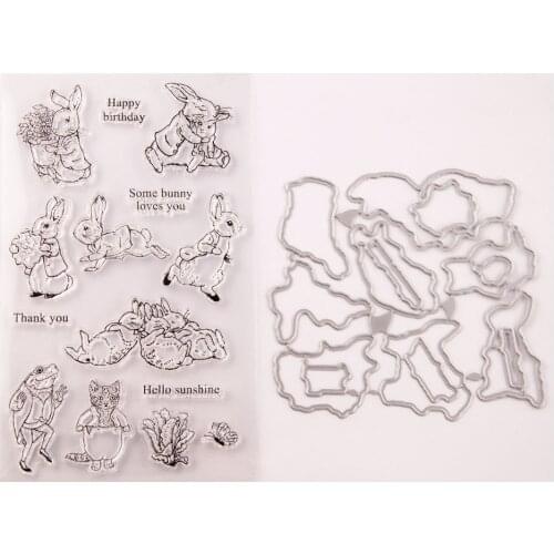 Clear Stamps and Cutting Dies Set for DIY Scrapbooking Paper Cards Craft T1694 Rabbit
