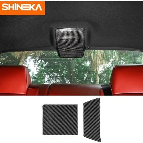 SHINEKA Carbon Fiber Sticker For Dodge Challenger Car Interior Rear Row Roof Decoration Cover Sticker For Dodge Challenger 2015