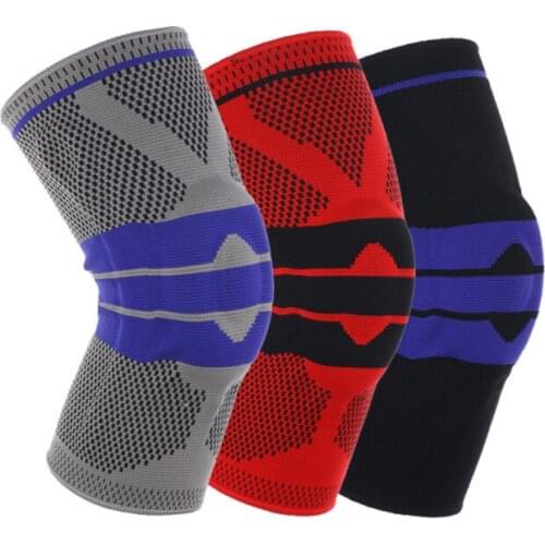 Gym Sports Knee Pads Compression Knee Brace Silicone Spring Fixed Knitted Running Fitness Basketball Climbing Protection