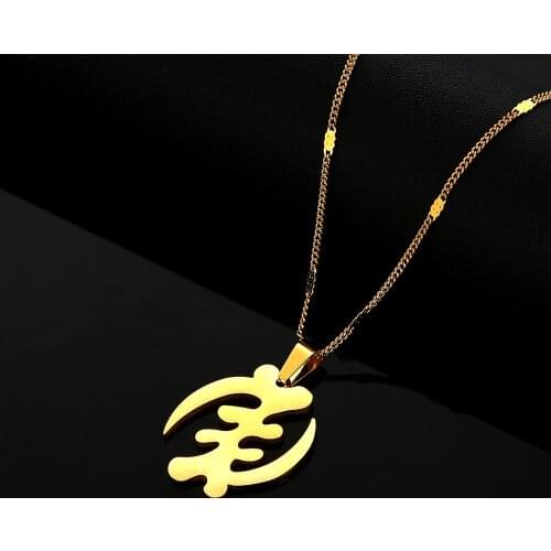 Stainless Steel African Symbol Pendant Necklaces Adinkra Gye Nyame Ethnic Jewelry