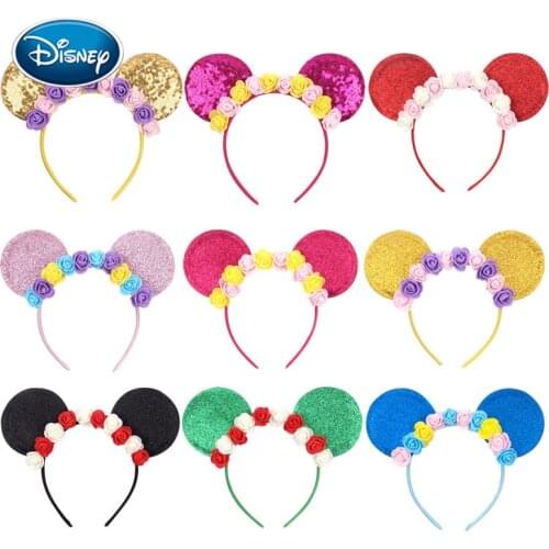 Disney Girl Mickey Headband Cute Princess Holiday Wreath Headband Childrens Mickey Mouse Ears Headdress Baby Hair Accessories