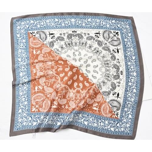 Silk Scarf Women Bandana Satin Summer Square Small Bag Wrap Bohemian Retro Paisley Ladies Scarves Indian Muslim Islamic Kerchief