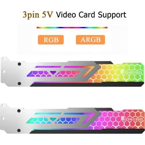 Jonsbo V3 RGB/ARGB Video Card Stand Graphics Card Support Frame Chassis LED Holder Bracket for 3 Pin 5V ARGB GPU Holder Stand