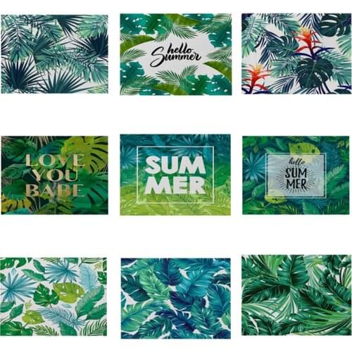 Green Leaves Print Placemats for Dining Table Mats Leaves Cup Coaster Home Restaurant Decor Tableware Napkin