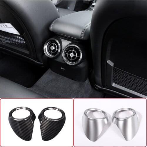 For Alfa Romeo Giulia 2017-2020 ABS Carbon Fiber/Silver Rear Row Air Conditioning Vent Cover Frame Trim Car Accessories