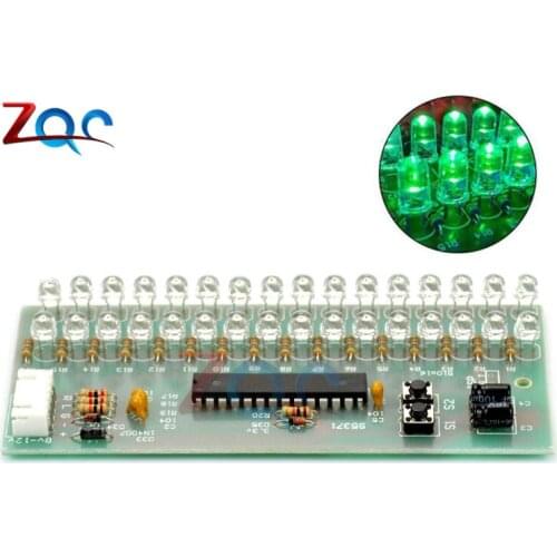 Adjustable VU Meter Audio Level Indicator Amplifier Board Dual Channel 16 LED MCU