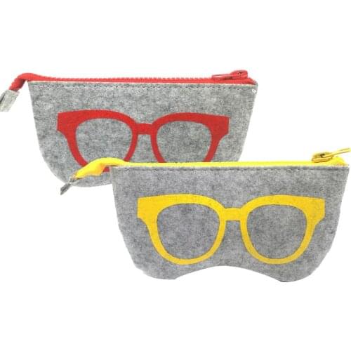 Portable Wool Felt Glasses Bag Women Sunglasses Bag Glasses Box Cases Zipper Sunglasses Storage Bag Sunglasses Organizer Box