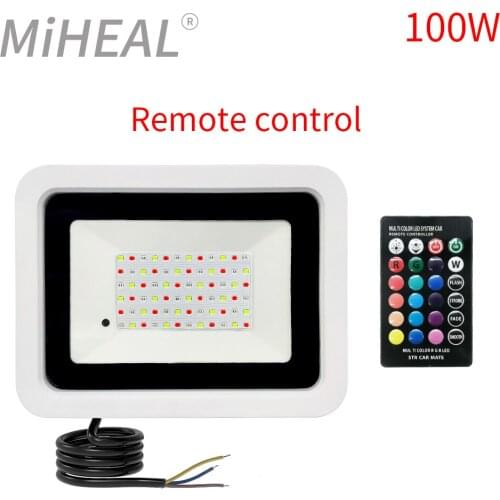 LED Flood Light RGB 50W 100W RGB Floodlight 220V Outdoor Spotlight RGB Reflector Projector Lamp IP68 Waterproof