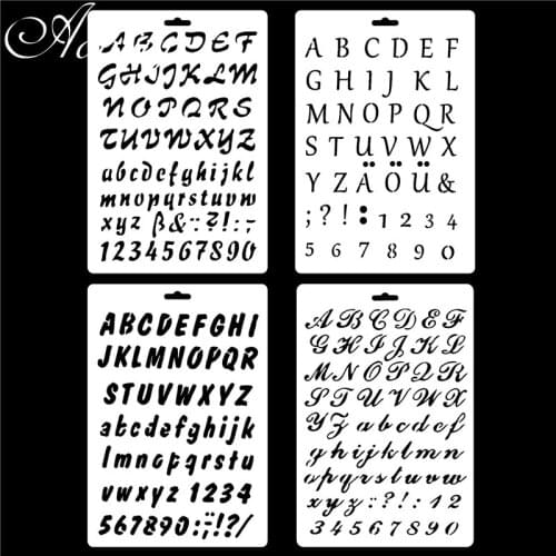 Amoliy Number Cake Stencils Flower Spray Stencils DIY Decorating Stencil Alphabet Pattern Printing Pastry Baking Tool