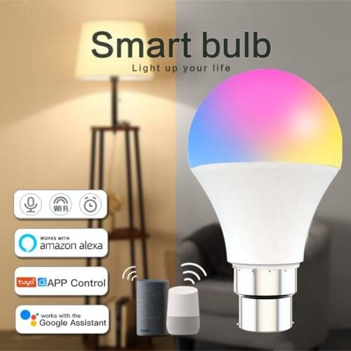 9W WiFi Smart Light Bulb B22 E27 LED RGB Lamp Work with Alexa/Google Home 240V RGB+White Dimmable Timer Function Colorful Bulb