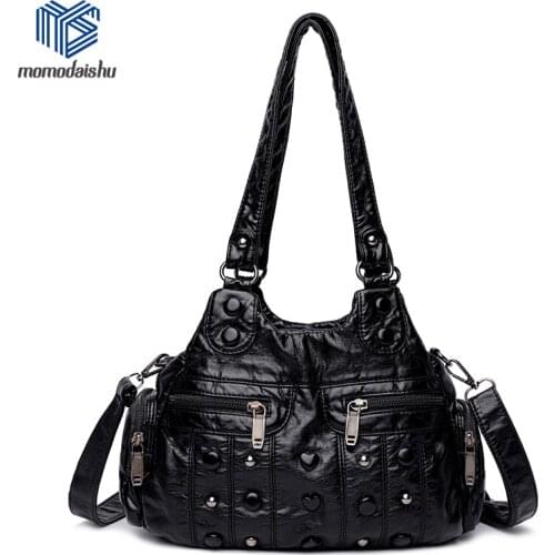 Vintage Women Bag Soft Skin Fashion Brand Womens Bag Pu Leather Messenger Bag Designer Shoulder Bag Womens Handbag Large