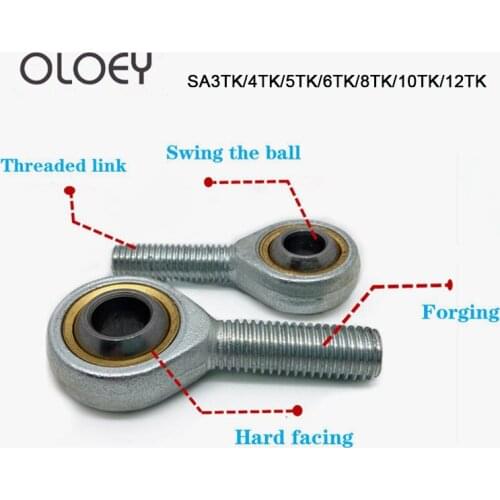 Inner Hole 3mm to 12mm Male SA T/K POSA Right/Left Hand Ball Joint Metric Threaded Rod End Bearing 2pcs