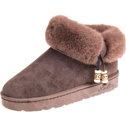 Shoes Women Boots Add Cotton Snow Boots Thick Bottom Short Tube Sweet Flat Casual Low Boots Winter Shoes Botas Mujer W24-46