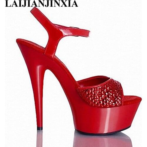 New 17 cm thick transparent glass slipper bottom fine with super high heels for womens shoes high-heeled Dance Shoes