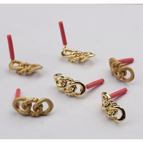 Zinc Alloy Golden Hollow Chain Earrings Base Earrings Connector 19*9mm 6pcs/lot For DIY Fashion Drop Earrings Accessories
