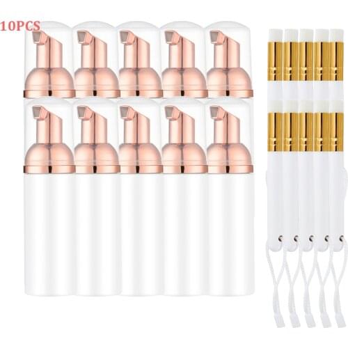 10Pcs 60ml Eyelash Shampoo With Brush Gentle Cleansing Customizable Pump Head No Stimulation Exquisit Mousse Foam Lashes Cleaner