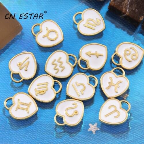 10pcs/Lot Enamel Love Twelve Constellations Charm DIY Jewelry Alloy Earrings Keychain Pendant Accessories Material