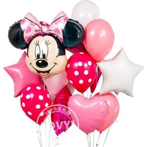 12pcs mickey minnie mouse 18 inch star Helium Foil Balloons happy birthday decoration balloon BabyShower 1th birthday globos