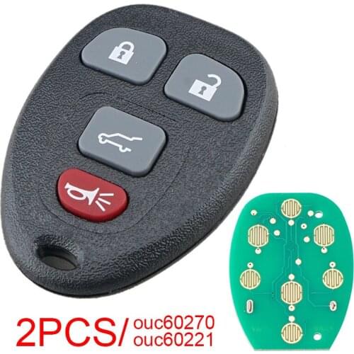 2pcs 315Mhz 3+1 Buttons Remote Car Key Fob C60270 OUC60221 Keyless Entry for Chevy Silverado Traverse Avalanche Equinox Express