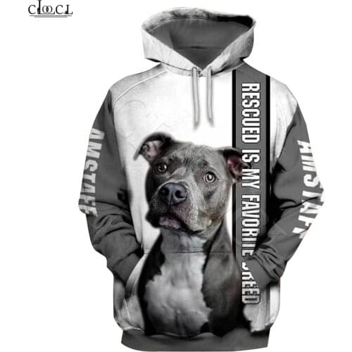 2021 Fashion Animal Rescue Amstaff Dog 3D Print Hoodie Men Women Sweatshirt Casual Pet Dog Designs Hooded Coat Drop Shipping