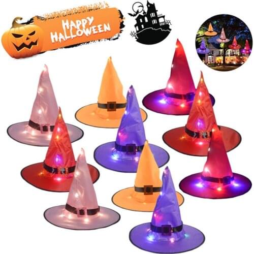 5pcs Buckle witch Hat Sombrero Luminoso Bruja Para Adultos Disfraz Halloween Accesorios Fiesta Cosplay Decoracion with Led Light