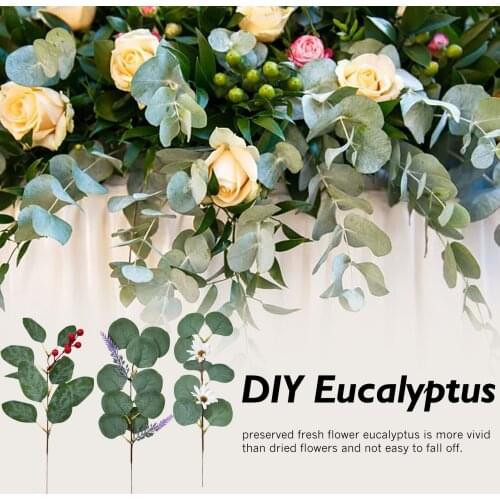 6pcs Green Retro Artificial Leaves Branch Silks Eucalyptus Leaf for Home Wedding Plants Faux Fabric Room Decor can CSV