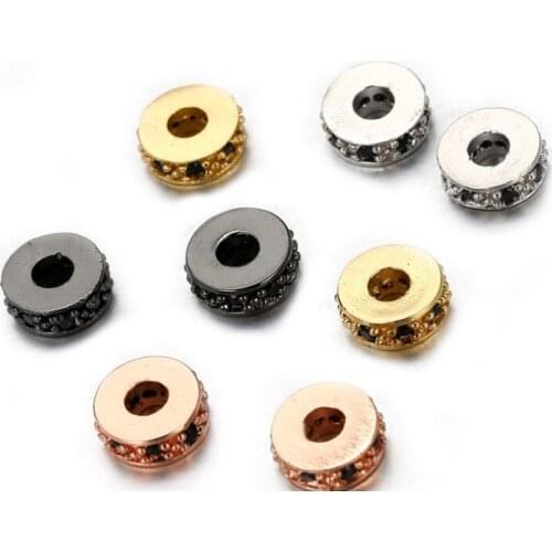 7mm spacer micro pave cz cubic zirconia spacer beads metal Crystal bracelet necklace DIY making silver gold plated dcg53