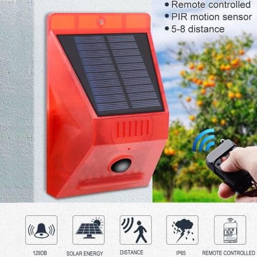 8LEDs Solar Alarm Light Remote Control IP65 Motion Sensor Outdoor Garden Security Lamp Motion Sensor Detector Siren Strobe Alarm