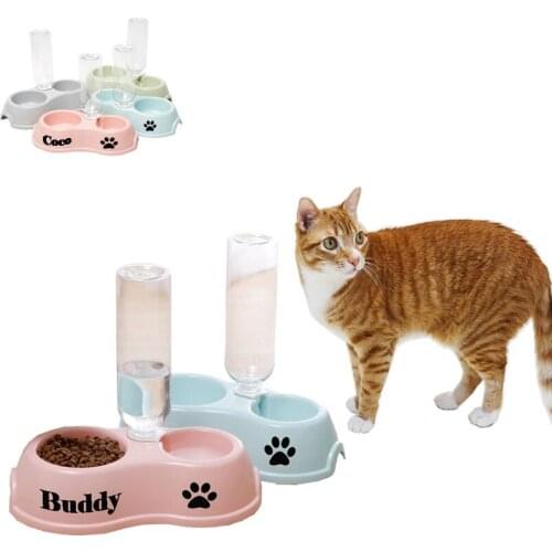 Automatic Pet Feeder Water Dispenser Dog Drinking Dish Pet Non Slip Products Silicone Double Bowls Cat Puppy Feeding Supplies