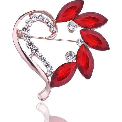 TODOX Brooch Color crystal heart shaped Valentines Day Gifts wedding bouquet man coat clothes Suit accessories Simple cute pins