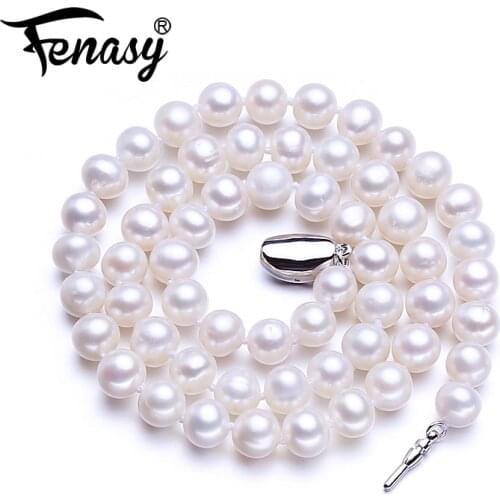 FENASY Genuine Natural Freshwater Baroque Pearl Necklaces For Women Pearl Jewelry Short Choker Necklace Party Female Accessories