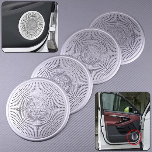 4pcs Chrome Door Speaker Tweeter Sound Cover Trim Ring Aluminum Alloy Fit for Land Rover Range Rover Evoque 2019 2020