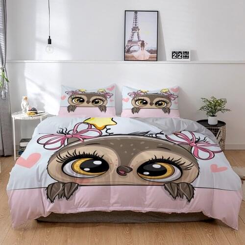 ZEIMON Cartoon Owls 3D Bedding Set Twin Queen King Size Kids Comforter/Quilt/Duvet Cover and Pillowcase Sets Soft Bedclothes