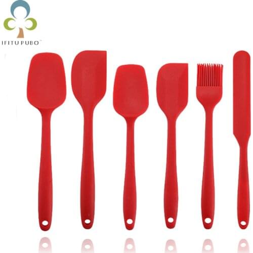 6Pcs/set Kitchen Silicone Cream Butter Cake Spatula Mixing Batter Scraper Brush Butter Mixer Cake Brushes Baking Tool YJN